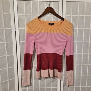 525 America Ribbed Colorblock Knit Sweater Sz M